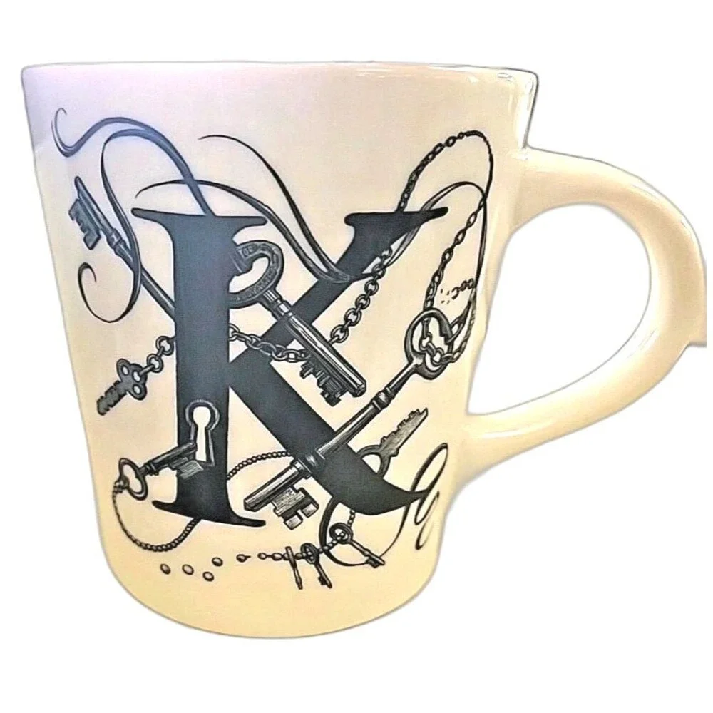 Williams Sonoma Rory Dobner Monogram Initial K Keyhole Chaos Coffee Mug Cup